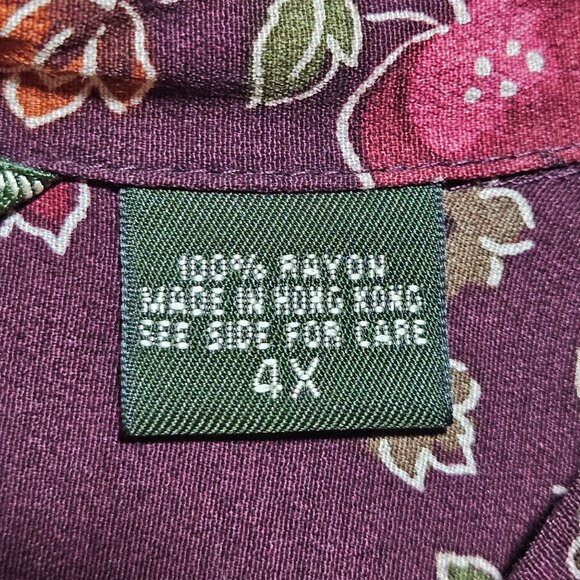 Eddie Bauer Womens 4X Purple Floral Rayon Maxi Dress With Button Front & Long Sl - Picture 4 of 16